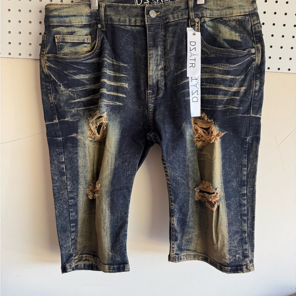 Men's Distressed Black Denim Shorts